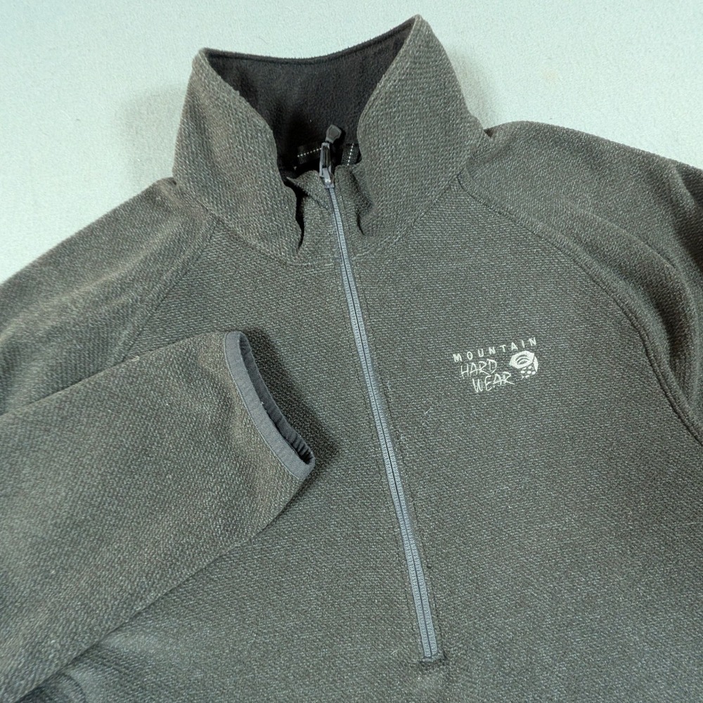 Mountain Hardwear Fleece Pullover Mens Large Gray 1/4 Zip OM5673 Textured Layer